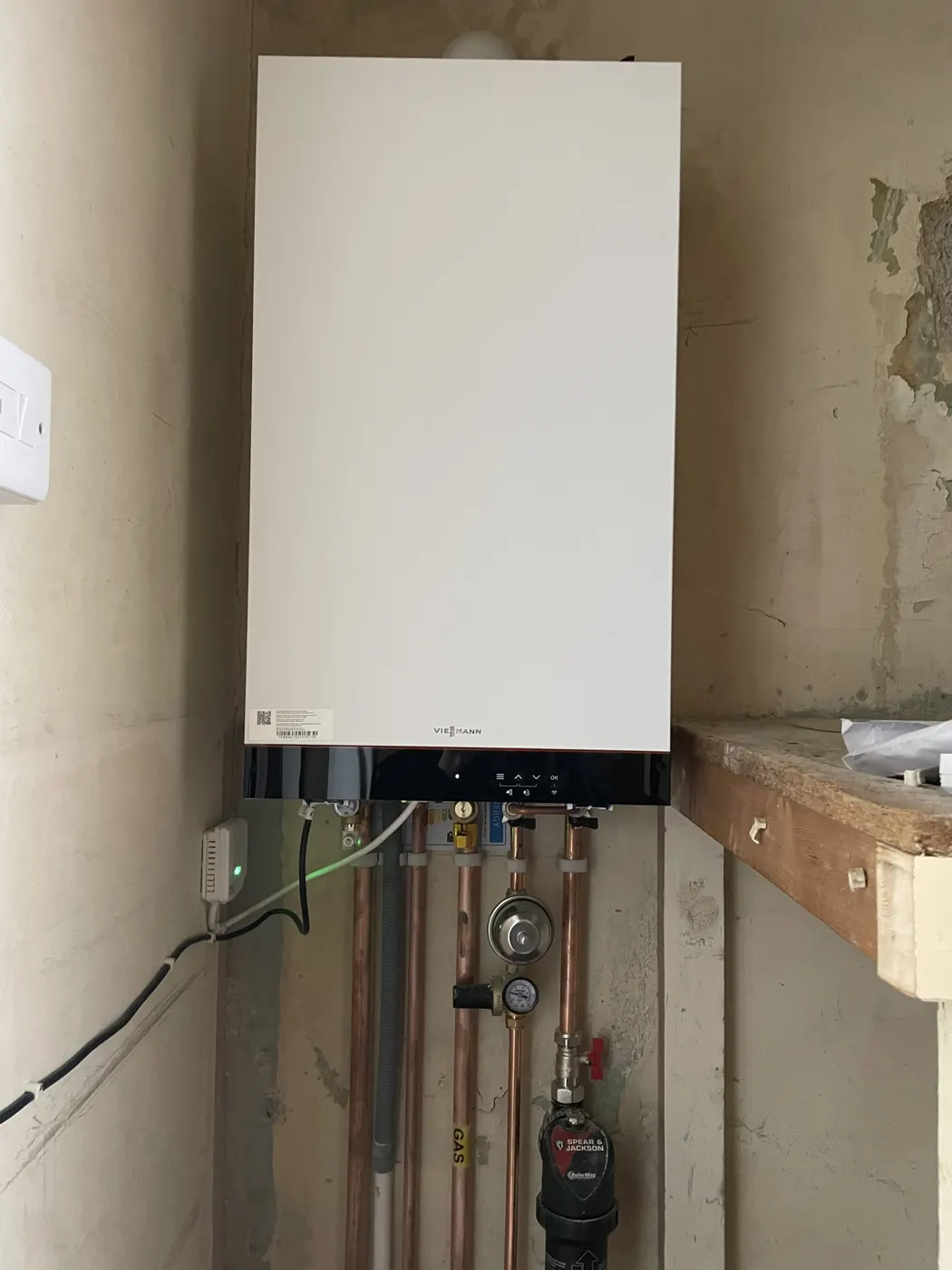 Compact Viessmann boiler installation with new copper pipework and magnetic filter